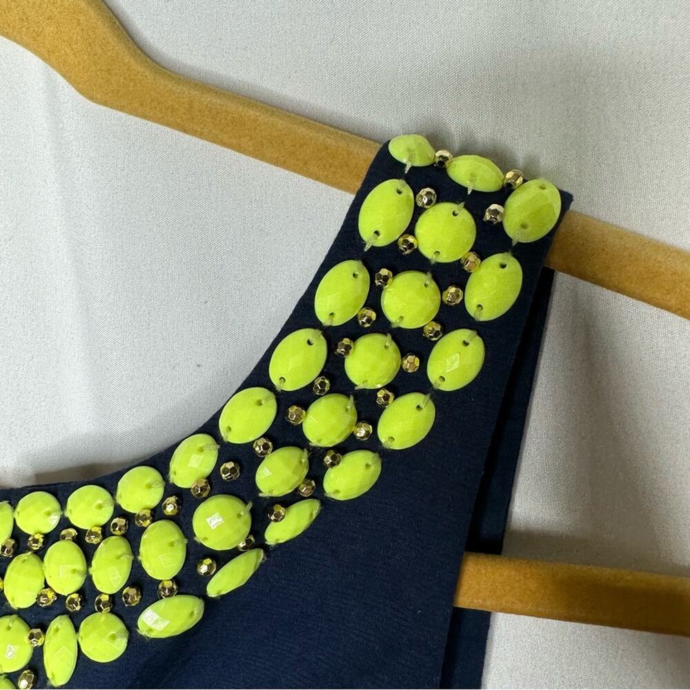 LILLY PULITZER Navy Neon Green/Yellow Blaire Shirt Dress in Size 00 - Picture 5 of 6